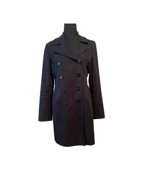 MEXX Black Cotton Trench Coat Size 8 Medium